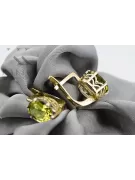 Or jaune 8 carats 333 Yellow Peridot des boucles d'oreilles vec003x-yp Russe Soviétique URSS Vintage Art Deco style